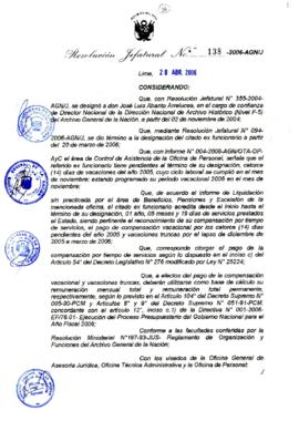 Resolución Jefatural N° 138-2006-AGN/J