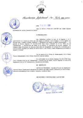 Resolución Jefatural N° 404-2001/AGN/J
