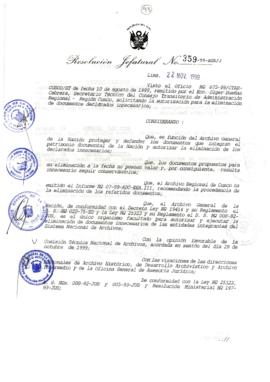 Resolución Jefatural N° 359-1999/AGN/J