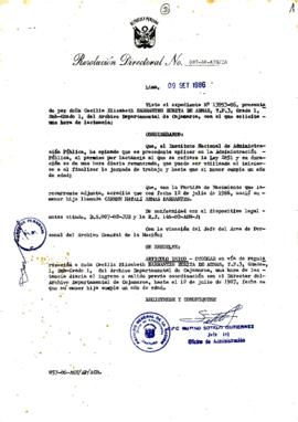 Resolución Directoral N° 87-86-AGN/OA