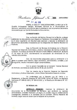 Resolución Jefatural N° 366-2010-AGN/J