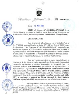Resolución Jefatural N° 383-2006-AGN/J