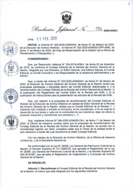 Resolución Jefatural N° 031-2020-AGN/J