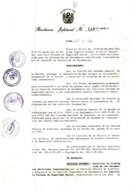 Resolución Jefatural N° 100-1992/AGN/J