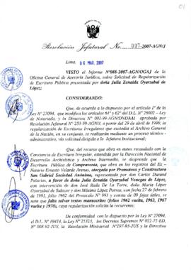 Resolución Jefatural N° 097-2007-AGN/J