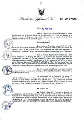Resolución Jefatural N° 161-2016-AGN/J