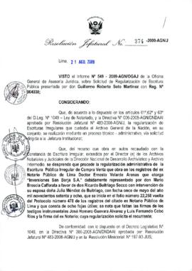 Resolución Jefatural N° 374-2009-AGN/J