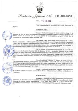 Resolución Jefatural N° 041-2000/AGN/J