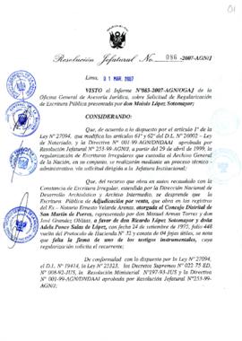Resolución Jefatural N° 086-2007-AGN/J