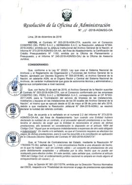 Resolución de la Oficina de Administración N° 018-2018-AGN/SG-OA