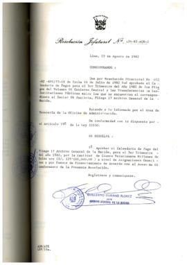 Resolución Jefatural N° 134-1982/AGN/J