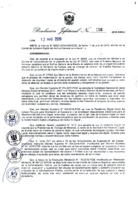 Resolución Jefatural N° 156-2019-AGN/J