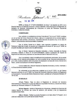 Resolución Jefatural N° 442-2014-AGN/J