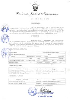 Resolución Jefatural N° 002-1998/AGN/J