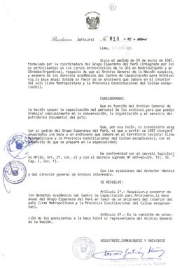 Resolución Jefatural N° 018-1987/AGN/J