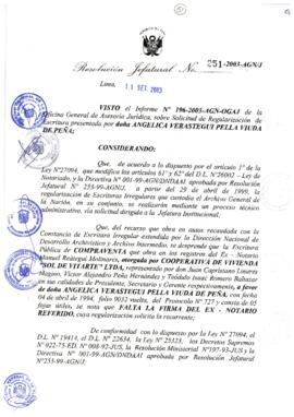 Resolución Jefatural N° 251-2003-AGN/J