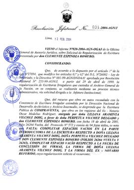 Resolución Jefatural N° 031-2004-AGN/J
