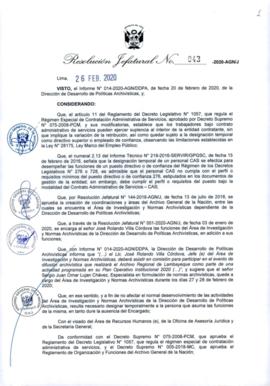 Resolución Jefatural N° 043-2020-AGN/J