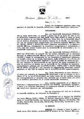 Resolución Jefatural N° 231-1991/AGN/J