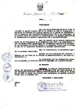 Resolución Jefatural N° 092-1987/AGN/J