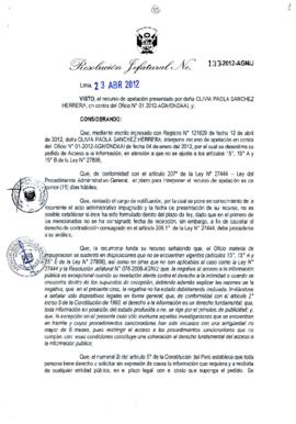 Resolución Jefatural N° 133-2012-AGN/J