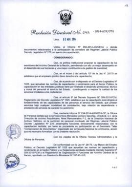 Resolución Directoral N° 043-2014-AGN/OTA