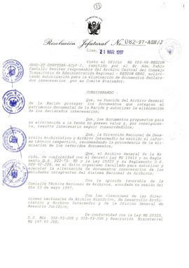 Resolución Jefatural N° 082-1997/AGN/J