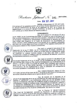 Resolución Jefatural N° 141-2017-AGN/J