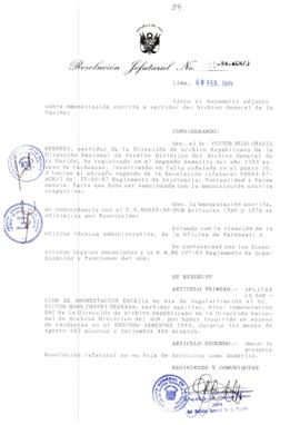 Resolución Jefatural N° 029-1994/AGN/J