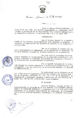 Resolución Jefatural N° 074-1987/AGN/J