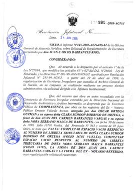 Resolución Jefatural N° 191-2005-AGN/J