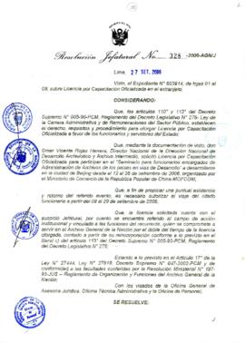 Resolución Jefatural N° 328-2006-AGN/J