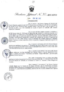 Resolución Jefatural N° 419-2012-AGN/J