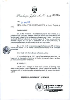 Resolución Jefatural N° 049-2013-AGN/J