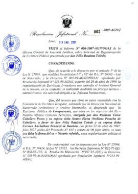 Resolución Jefatural N° 002-2007-AGN/J