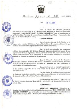 Resolución Jefatural N° 266-2003-AGN/J