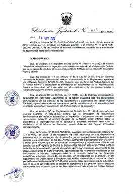 Resolución Jefatural N° 416-2013-AGN/J