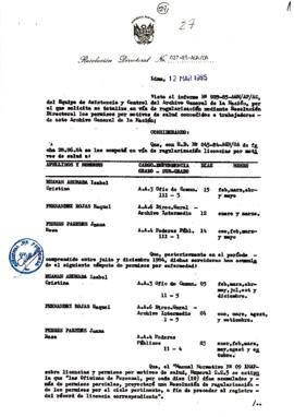 Resolución Directoral N° 27-85-AGN/OA