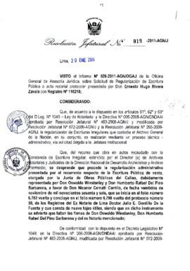 Resolución Jefatural N° 019-2011-AGN/J