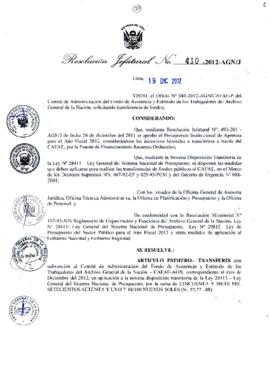 Resolución Jefatural N° 410-2012-AGN/J