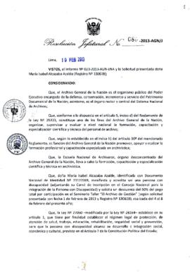 Resolución Jefatural N° 080-2013-AGN/J