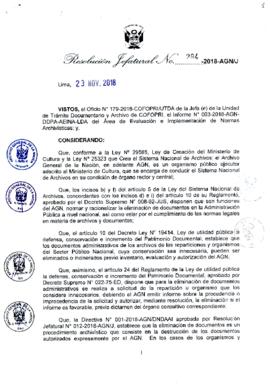 Resolución Jefatural N° 284-2018-AGN/J