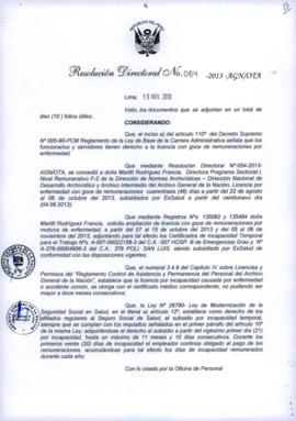 Resolución Directoral N° 064-2013-AGN/OTA