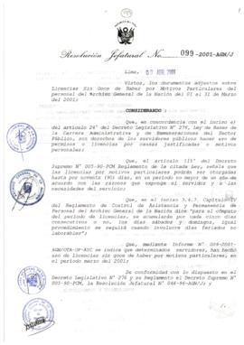 Resolución Jefatural N°099-2001/AGN/J