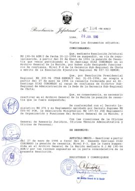 Resolución Jefatural N° 104-1996/AGN/J