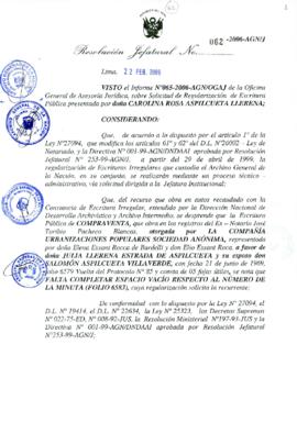 Resolución Jefatural N° 062-2006-AGN/J