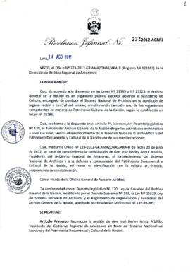 Resolución Jefatural N° 232-2012-AGN/J