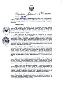 Resolución Jefatural N° 203-2015-AGN/J
