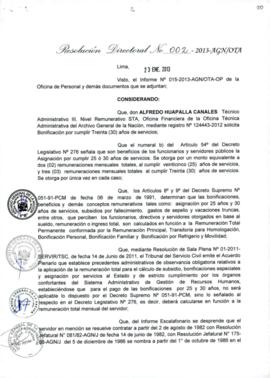 Resolución Directoral N°002-2013-AGN/OTA