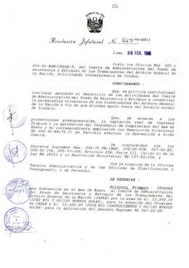 Resolución Jefatural N° 025-1996/AGN/J